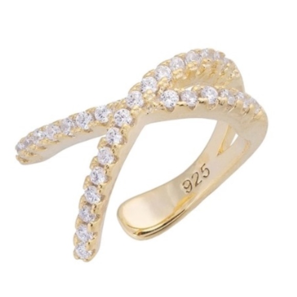 Rhinestone Criss Cross Ear Cuff (1 pc.) - Picture 2 of 9